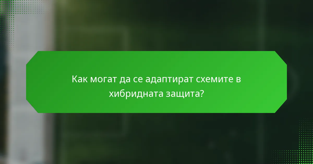 Как могат да се адаптират схемите в хибридната защита?